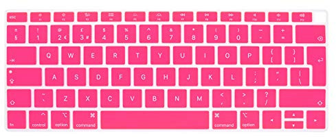 Se7enline Compatible with 2018/2019 Macbook Air Retina Keyboard Cover Soft Silicone Protector for New MacBook Air 13 Inch Model A1932 with Retina Display UK Layout Soft-Touch Keyboard Skin, Pink