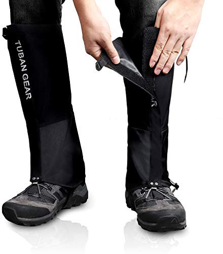 Outdoor Gamaschen, wasserdichte Staubdicht Einstellbare Atmungsaktive Beinschutz Gaiter für Outdoor-Hosen zum Wandern, Klettern,Trekking, Schneewandern 1 Paar (Schwarz, XL)