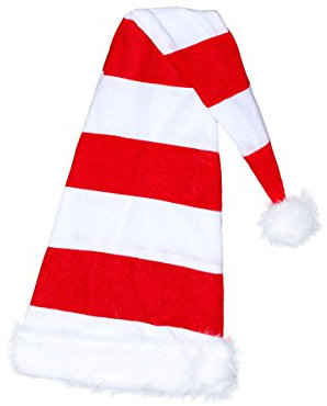 Alsino Weihnachtsmütze Santa Hat Erwachsene Nikolausmützen Weihnachtsmann Mützen kuschelweich mit Bommel, Weiß Rot Gestreift Lang