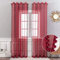 MIULEE 2er Set Vorhang Sheer mit Ösen Transparente mit Pompons Gardine aus Voile Polyester Ösenvorhang Transparent Wohnzimmer Luftig Dekoschal für Schlafzimmer 140 x 225cm (B x H) Weinrot