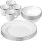 GRÄWE Emaille Camping Geschirr Set für 4 Personen, weiß, Teller, Schüsseln, Becher mit Henkel für Outdoor-Erlebnisse, Ideal für Camping und Picknick