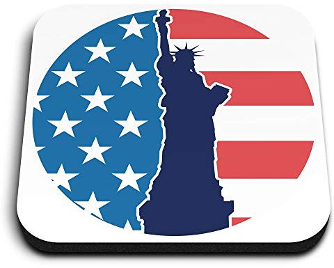 1 x Square MDF Fridge Magnet - New York USA Statue of Liberty 4344