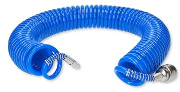 BRILLIANT TOOLS Spiralschlauch Druckluft BT160030 Ø 6mm I 10m langer, elastischer PU-Druckluftschlauch mit Schnellkupplungen I Schlauchenden mit Knickschutz