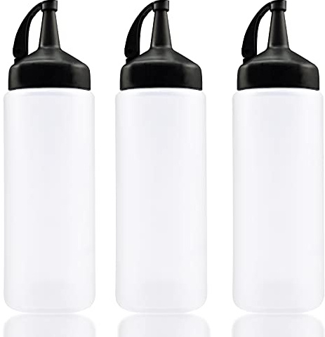 Jutoe 3PACK Plastic Squeeze Bottles, Condiment Bottles, 12 Oz | Plastic Squeeze Squirt Condiment Bottles with Leak-Proof Cap, Condiment Squeeze Bottle for Kitchen Use