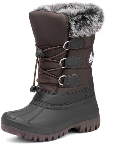 Mishansha Stivali Neve Bambini Scarponi Bambino Neve Impermeabile Stivali Bambina Invernali Antiscivolo Calda Scarpe da Neve, Marrone Scuro 31 EU