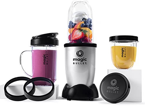 Magic Bullet de nutribullet, Blender Électrique, Petit Blender, Pack Basique 3 Pièces plus 7 accessoires, Puissance 250 Watts, Gris, MBR10
