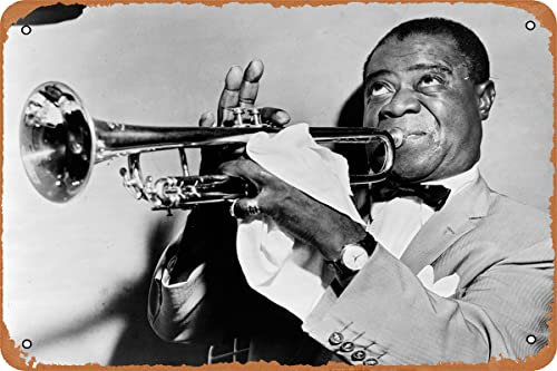 Seadlyise Louis Armstrong Plakat, Metall-Blechschild, Schwarz-Weiß, Vintage-Poster, 20,3 x 30,5 cm