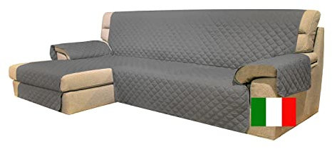 Moonange Housse de canapé 2 Places avec péninsule et Assise 200 cm. imperméable, réversible, antidérapante, Relaxation, Anti-Taches, Anti-Rayures, Chiens, Chats, Moderne Gris foncé