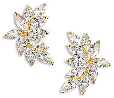 Clearine Zirkonia Ohrstecker für Hochzeit Abschlussball Marquise Ohrringe für Damen Brautjungfer Klar Gold-Ton