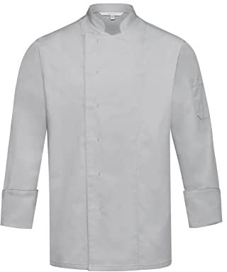 GREIFF Gastro Moda Herren Cuisine Basic Kochjacke Regular Fit Lichtgrau Hellgrau Modell 5580 Größe XXS