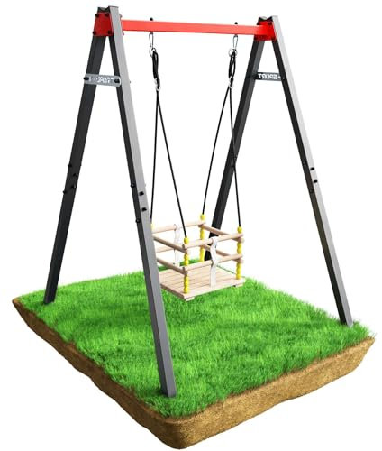K-Sport: Columpio Infantil para el jardín con Columpio de Madera para BEBÉ I Estructura cargable hasta 150 kg I Estable y Seguro I Incl. fijación al Suelo I Made in EU