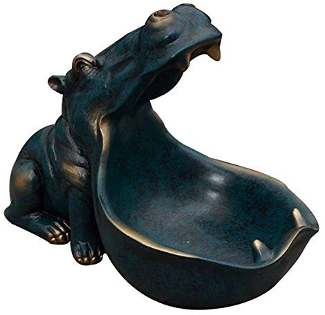 FORREC Big Mouth Aufbewahrungsbox, Harz Nilpferd Figur Schlüsselaufbewahrungshalter Desktop Candy Dish Organizer für Dekoration Schmuckaufbewahrung-Blue