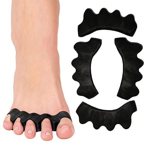 Toe Spacers(2 Pair), Gel Toe Separators to Correct Toes, Bunion Corrector for Women Men Toe Spacer Hammer Toe Straightener Toe Stretcher Big Toe Separators (Black)