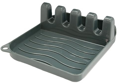 Intirilife Tapis de support pour cuillères Gris foncé - 14 x 12.5 x 4.8 cm - Porte-ustensiles de cuisine et couvercle de casserole, porte-couverts