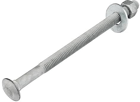 1/2 x 8 (25 Pack) Galvanized Carriage Bolt Kit Grade 307A Includes 1/2 USS Flat Washers (25 pcs) and 1/2-13 Hex Nuts (25 pcs), Hot Dip Galvanized for Exterior Use by Makers Bolt