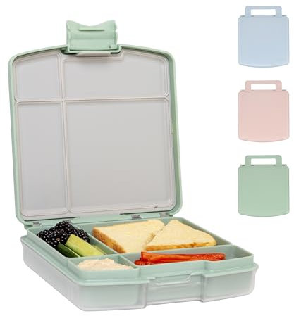 Ubbi Bento Lunch Box for Kids Back to School with 4 Compartments, BPA-Free, Leakproof, Dishwasher Safe, Food-Safe Material, Portion-Controlled Lunch Container, Sage Green