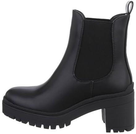 Ital Design Damen Stiefeletten mit Blockabsatz, runde Spitze, Schwarz, Gr. 41