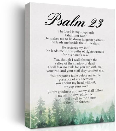 Oqtumes Inspirierender Bibelvers Wandkunst Dekor Psalm 23 Skripture Poster Gerahmtes Gemälde Druck Christian Leinwand Kunstwerk für Zuhause Wohnzimmer Dekor 30,5 x 38,1 cm
