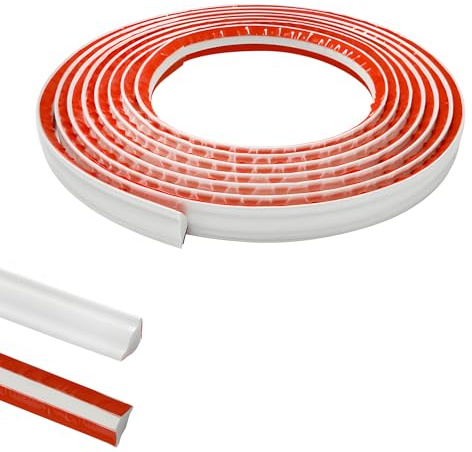 6 Meter PVC-Quadrant-Leiste, flexibles laminiertes Perlenband, selbstklebend, Kunststoff-Eckabschluss-Streifen für Arbeitsplatte, Decke, Boden, Fugenprofil, Sockelleiste (19 mm * 10 mm)