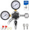 Hilangsan Co2 Regulator Beer Keg Regulator Dual Stages Kegerator Regulator CGA320 Co2 Tank Regulator Constant Co2 Pressure Regulator with Red Hose Clamps