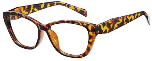 Cyxus Nerd-Brille Ohne Stärke Blaulichtfilter Brille Herren Damen Katzenauge Mode Retro Brillenfassung Stil für PC TV Tablet Unisex （8154T10 Leopard）