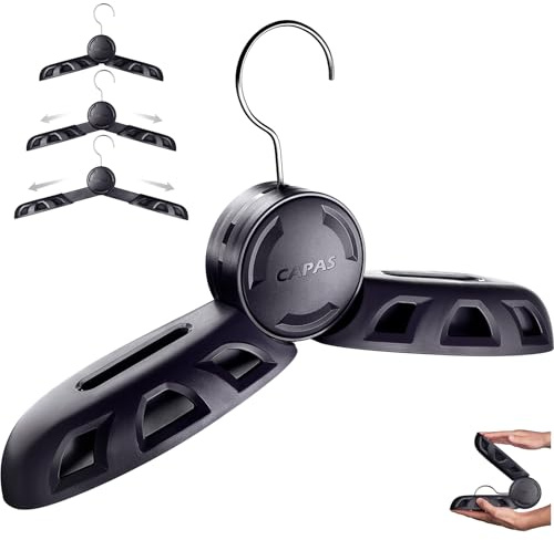 CAPAS Adjustable Foldable Travel Wetsuit Hanger for Adults and Kids, Heavy Duty Triathlon Suit Hanger, Quick Drying Vented Hanger for Surfing Scuba Diving BCD Suits (Black)