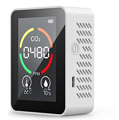 Kocusu Air Quality Monitor Indoor with LCD Display,3 in 1 CO2 Detector Sensor,CO2 Monitor,Carbon Dioxide Detector with Temperature,Humidity for Home,Office,Car (White)