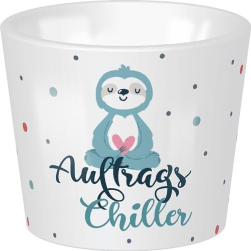 GRUSS & CO Eierbecher mit Motiv Auftragschiller | Porzellan, Höhe 4,3 cm, Durchmesser 5,2 cm | lustiges Geschenk, Frühstück, Ostern | 48527