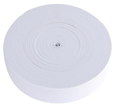 NUOBESTY Flaches Elastisches Gummiband 2cm Breit Weiß 40m Rolle Strapazierfähig Dehnbar Polyestermaterial Nähzubehör Für Bekleidung Unterwäsche Heimwerkerprojekte