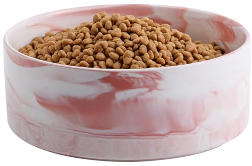 Addogyy Cuenco de cerámica para perros de raza mediana y grande, plato de alimentación de agua pesado para perros, 8 pulgadas, antideslizante, moderno, lindo, extra grande, de porcelana, laberinto,