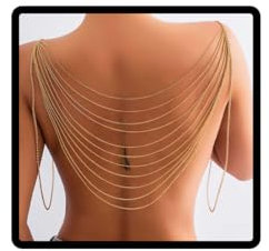 Cubahop Metal Tassel Shoulder Chain Body Chain Bra Sexy Bikini Body Jewelry Necklace Chains for Women and Girls (A-Gold)