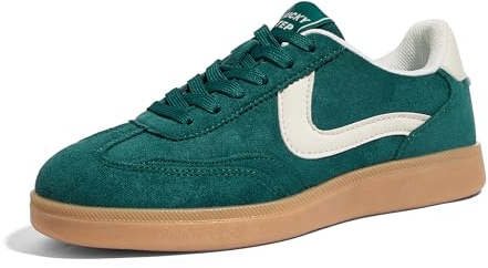 LUCKY STEP Sneakers Donna Retro con Lacci | Tomaia in similpelle, soletta imbottita, lacci e suola testurizzata per camminare e look casual di ogni giorno.