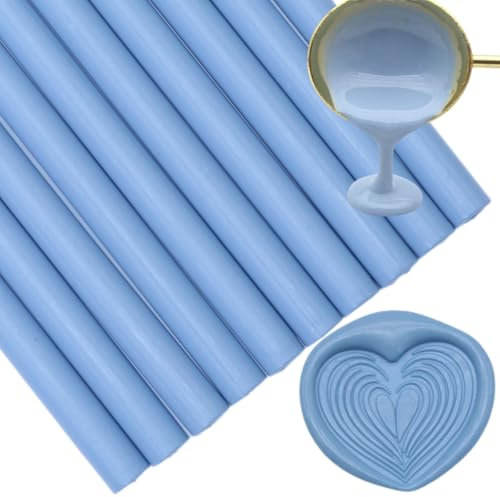 Staubblau Wax Seal Sticks, Atobpp 10pcs Wachs Seal Sticks Klebepistole Dichtung Wachs Sticks für Wachs Seal Stempel, Buchstaben Wachs Seal Sticks für 0.43'' Klebepistole Wachs Seal Sticks (Staubblau)