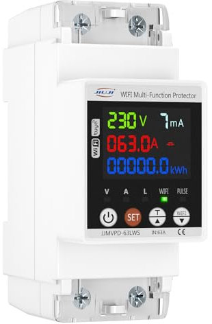 Stromzähler Hutschiene 1 Phasig, Wifi Smart Stromzähler AC 230V/63A Multifunktionaler Wechselstromzähler KWh Zähler, Digitaler stromzähler DIN, Geschlossenem Typ CT