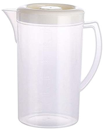 FDHESAR Cold Kettle with Lid Clear Plastic Pitcher with Lid Plastic Cold Kettle Large Capacity White Pink Rosed Kettle/White