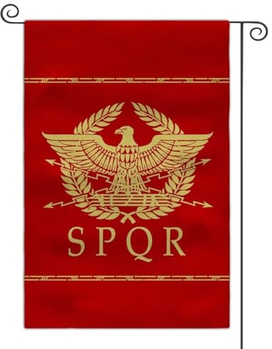 Bandera de jardín de la Legión Romana de 12 x 18 pulgadas, bandera de doble cara para patio al aire libre (SPQR)