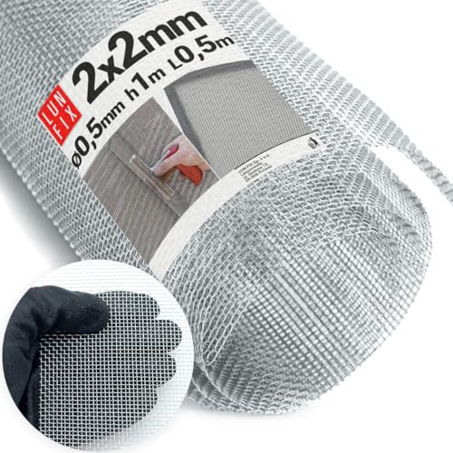 Stahlgitter Feinmaschig Filtersieb Fliegengitter Meterware Schädlingsschutz Stahlgewebe verzinkt 2 mm x 2 mm 0,5 mm 1m x 0,5 m