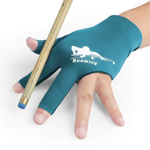 Roaming Atmungsaktive Billardhandschuhe für Herren, linke Hand, elastische Poolhandschuhe für Schützen, Snooker, Carom-Queue, Sport (Grün-Linkshänder, Größe L, XL)