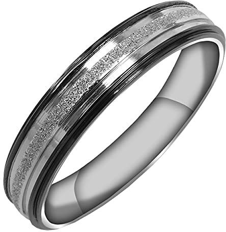 Everstone Damen-Ring Titan, Herren-Ring Titan, Freundschaftsringe, Hochzeitsringe, Eheringe, Farbe: Schwarz Silber, Breite Sz62