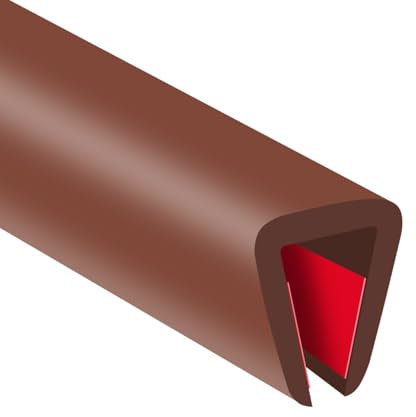 Rubber Edge Trim, Flexible Edge Trim for Sharp Edge, 8mm(5/16) U Channel Edge Protector, Self Adhesive Edge Guards for Plywood, Glass, Flexiglass and Sheet Metal Parts, 6m, Brown Color