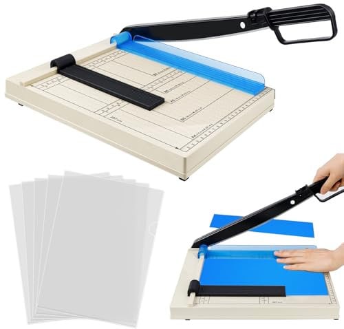 WPPQWP Papierschneider A4 (mit 5 Ordnern, 12 Blatt Schneidleistung, A4/B5/A5/B6/B7), Hebelschneider, Papierschneidemaschine, Paper Cutter，Geeignete Materialien Sind Dünne Bleche, Leder, Fotos