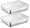 2PCS Square Stainless Steel Plates with Lid, 10x8x2 Stainless Steel Square Plate with Lid for Food, Stackable Baking Pan with Flat Bottom, Easy to Clean Cake Pan with