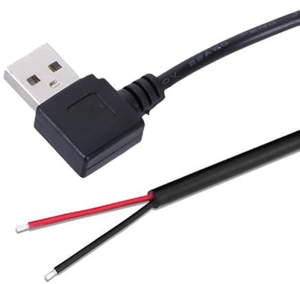 Vdaxvme Netzteilkabel, 2-polig, blanker Draht, 22 AWG, USB-Stecker, Ladekabel, USB-Kabel, offenes Ende, Kabel für Reparatur, LED-Lüfter