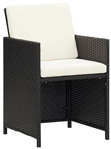 QJBSAVVA Sessel Garten Gartenstühle Modern Terassenstuhl Außen Campingstühle - Garten-Essstühle mit Kissen 4 STK. Schwarz Poly Rattan für Balkon Open Air Café Poolrand Draußen