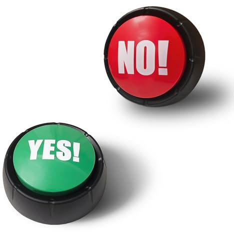 Inscool Yes No Button, Answer Button Set of 2 Buttons for Game Show, Sound Button, Gag Gifts, Sound Toy, Party Games Tools, Holiday Supplies, No Button