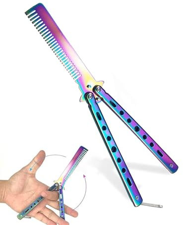 KGDUYC 1 x Butterfly Comb, Foldable Pocket Comb, Butterfly Trainer Exercise Knife Comb, Foldable Hairstyling Brush, Folding Practice Training, Butterfly Style Comb
