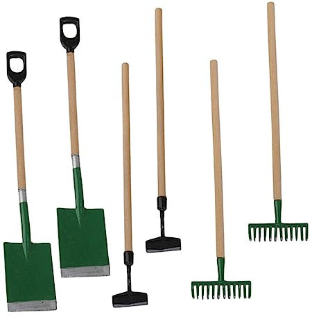 Vaguelly 6 Pièces Petits Outils de Jardin Jouets Enfants Toys Accessoires de Maison de poupée Pelle Miniature Outil de Jardin Miniature Petit Outil de Jardin de Maison Bois Green