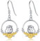 PROESS Meerschweinchen Ohrringe 925 Sterling Silber Sonnenblumen Dangle Ohrringe Hamster Schmuck Geschenke für Frauen und Mädchen Meerschweinchen-Liebhaber