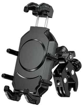 Motorcycle Phone Holder With Vibration Dampener High-Speed Secure Lock Anti-Theft Handlebar Cellphone Holder For 5.4-7.2'' Motorcycle Navigation Bracket(Anti-theft Clamp)