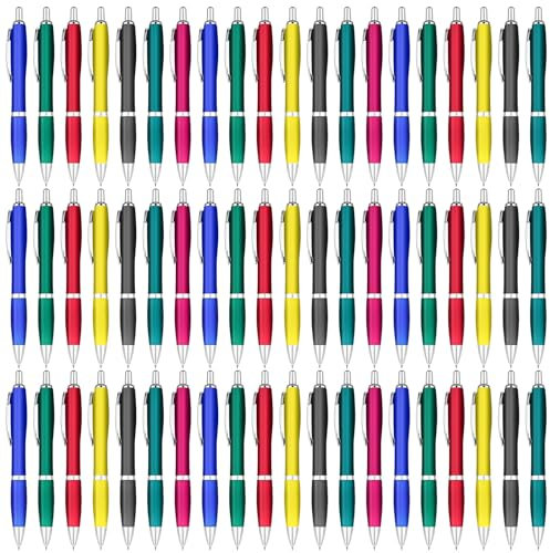 60 Stück Ergonomische Kugelschreiber, Rutschfester Kulli mit Großraumine Gehäuse, Premium Kugelschreiber Set, 7 Farben Druckkugelschreiber, Mehrfarbig blauschreibend, für Büro, Schule, Schulbedarf
